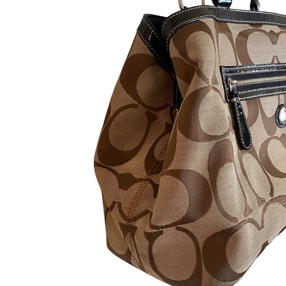 Gorgeous Coach Laura Signature Carryall Bag Tote Satchel Brown Khaki Laptop - Picture 5 of 8